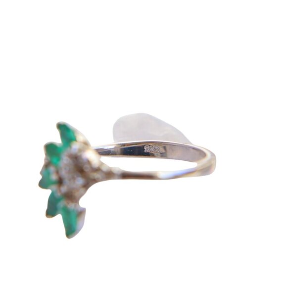 Genuine Emerald and Diamond Ring in 925 Sterling Silver - Picture 5 of 7
